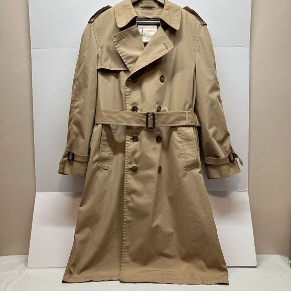 Vintage 1970s Mens London Fog Douglas Tan Trenchcoat Removable Fleece Lining 40R - Picture 1 of 14